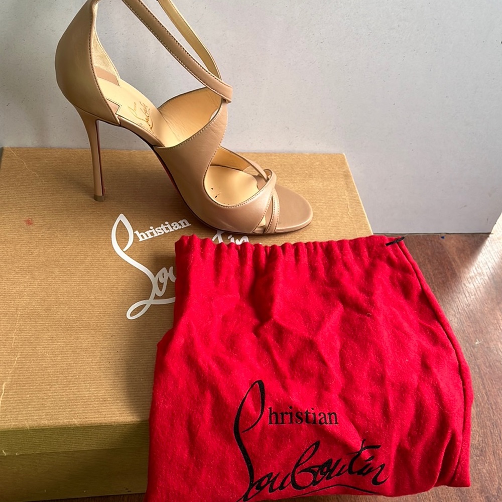 Nude Christian louboutin strappy heels